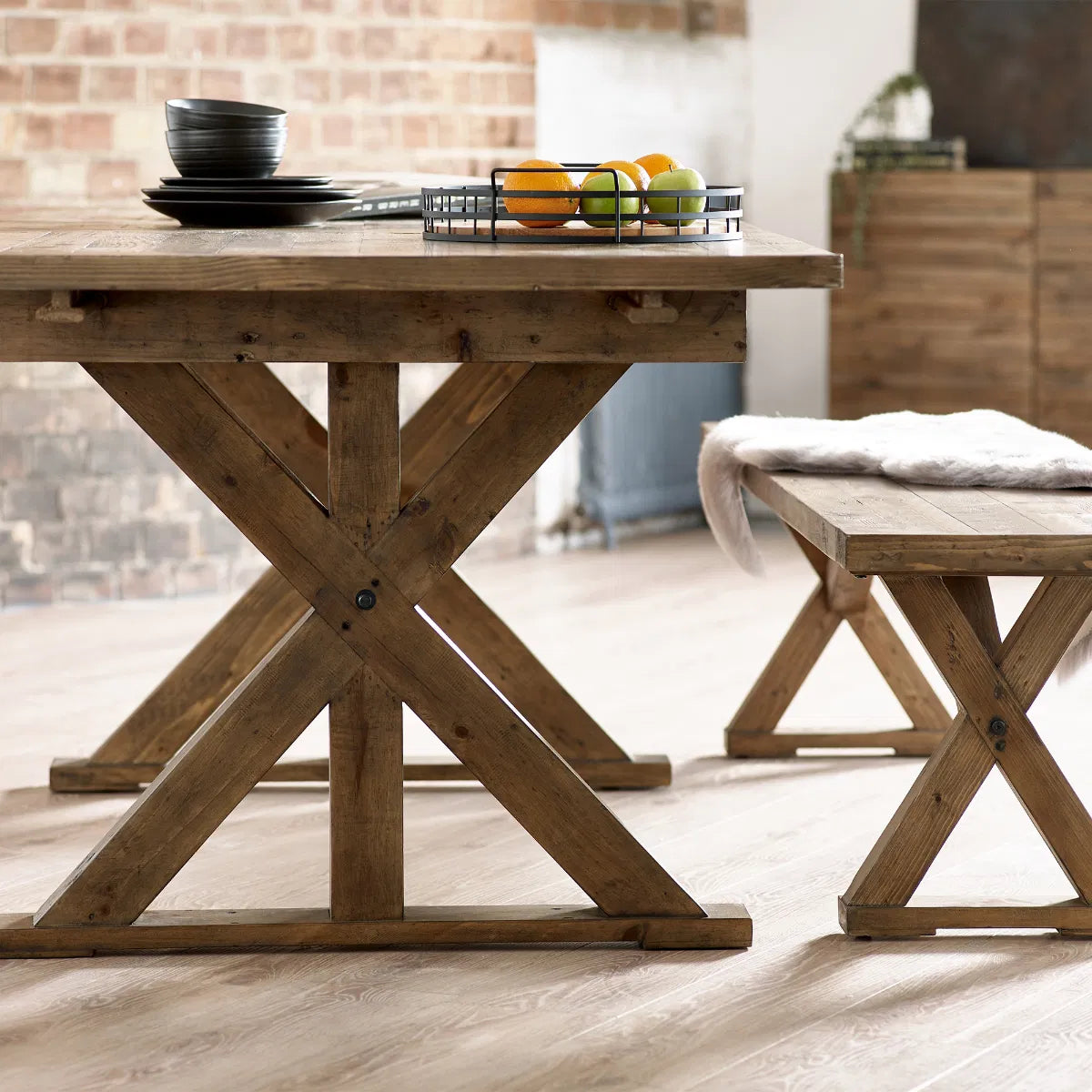 Allenby Pine Wood Dining Bench